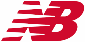 The New Balance logo, featuring an abstract, stylized 'N' that appears to be in motion, in a vibrant red color.