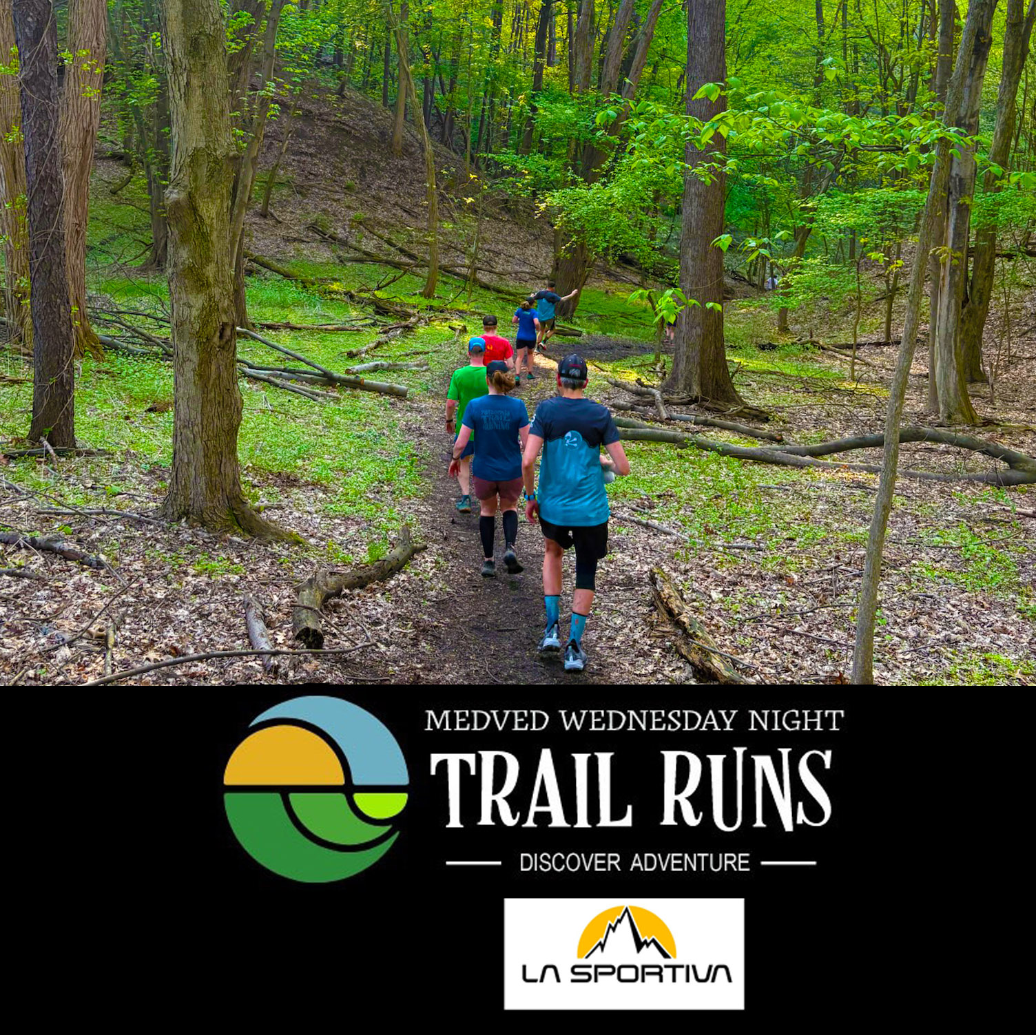 People trail running.